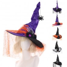 Halloween Pleated Lace Witch Hat