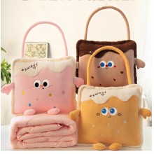 Portable Pillow Blanket With Handle Compact Fold To Blanket