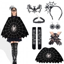 Halloween Spider Web Costume Set Lace Headband Choker