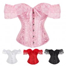 Overbust Corset Tops for Women with Sleeves Vintage Style