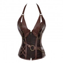 Women Medieval Viking Pirate Costume Leather Overbust Corselet Vest