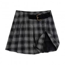 Vintage Versatile High-Waisted Slimming Mini Dress Plaid Skirt