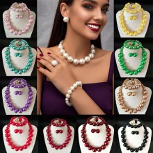 Chunky Big Pearl Choker Necklaces 5-piece Set