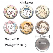 75MM Chiikawa anime tinplate brooch pins set(6pcs a set)