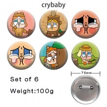 75MM Crybaby anime tinplate brooch pins set(6pcs a...