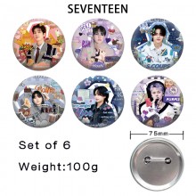75MM SEVENTEEN star tinplate brooch pins set(6pcs ...