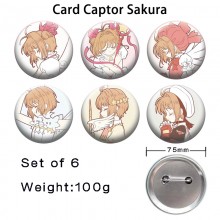 75MM Card Captor Sakura anime tinplate brooch pins...