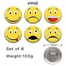 75MM Emoji anime tinplate brooch pins set(6pcs a s...