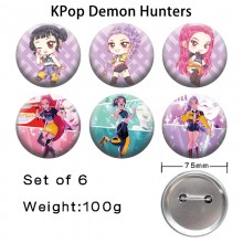 75MM K-POP Demon Hunters anime tinplate brooch pin...