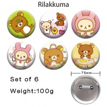75MM Rilakkuma anime tinplate brooch pins set(6pcs...