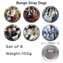 75MM Bungo Stray Dogs anime tinplate brooch pins s...