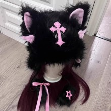 Cute Fluffy Cosplay plush Hat with Cat Ears