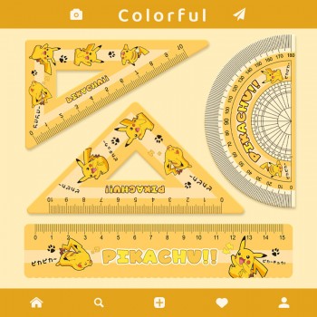 4pcs/set Creative Acrylic Kuromi Pikachu Set of Rulers Drawing Tools