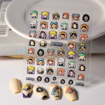 One Piece anime 5D Three-dimensional Waterproof Nail Stickers set