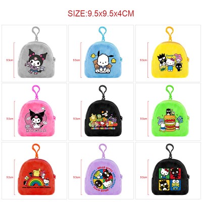 Sanrio Melody kitty Cinnamoroll Kuromi plush coin purse keychain headphone bag