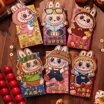 6pcs/set Labubu anime Red Envelopes Money Packets