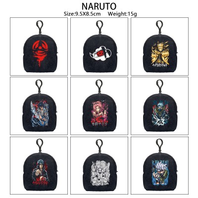 Naruto plush coin purse keychain headphone bag