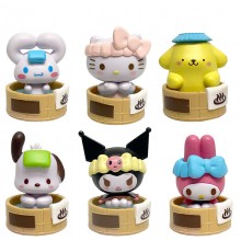 6pcs/set Sanrio Melody kitty Cinnamoroll Kuromi Bath Series figures(OPP bag)