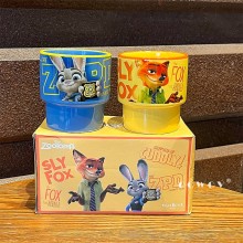 Zootopia Judy Nick Ceramic Stackable Water Cups Mugs a pair
