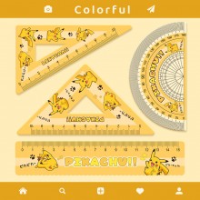 4pcs/set Creative Acrylic Kuromi Pikachu Set of Rulers Drawing Tools
