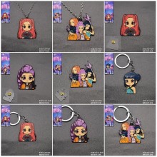 K-POP Demon Hunters alloy key chains necklaces pin...