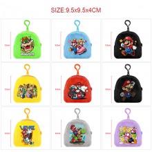 Super Mario plush coin purse wallet keychain headp...