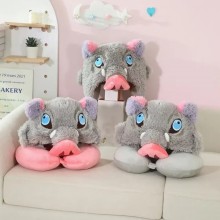 Demon Slayer Hashibira Inosuke Wild Boar Head Plush Hat U-shaped Pillow