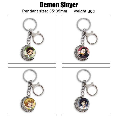 Demon Slayer Two-sided Rotatable Round Crystal Key Chain Ring