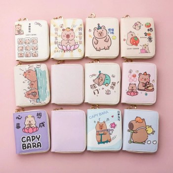 Capybara Rodent zipper short wallet coin purse
