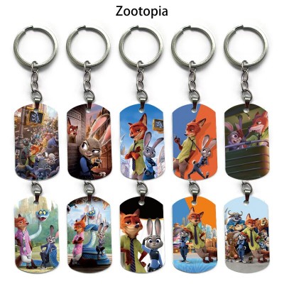 Zootopia alloy two-sided pendant key chain keychains