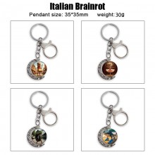 Italian Brainrot Two-sided Rotatable Round Crystal Key Chain Ring