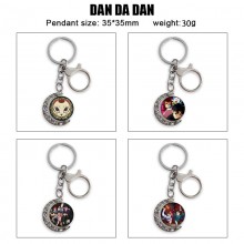 Dandadan Two-sided Rotatable Round Crystal Key Chain Ring