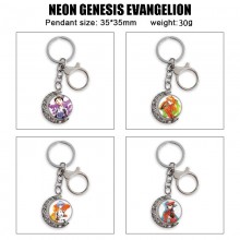 EVA Two-sided Rotatable Round Crystal Key Chain Ri...