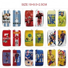 Football Messi Cristiano Ronaldo Mbappe star long zipper wallet purse
