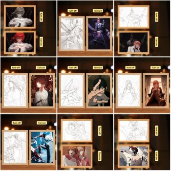 Chainsaw Man Led Photo Frame Lamp Painting Night Lights
