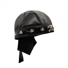 Black Leather Skull Bandana Motorcycle Helmet Pirate Hat