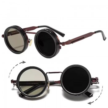 Polarized Round Sunglasses Men ND9 Adjustable Dimming Sun Glasses