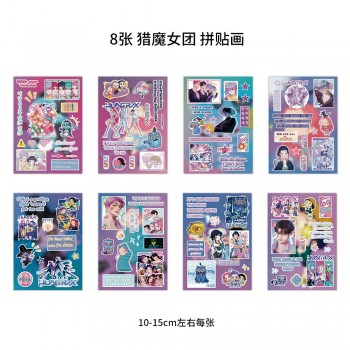 8Sheets K-POP Demon Hunters anime Poster Stickers set