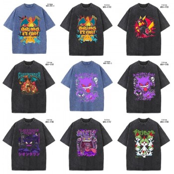 Pokemon anime short sleeve wash water worn-out cotton t-shirt