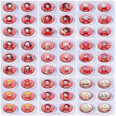 25mm Demon Slayer Mini Capsule Badge Brooch Beans 6pcs