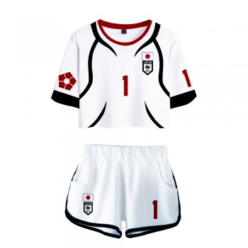 Blue Lock short sleeved crop top t-shirt shorts pants set