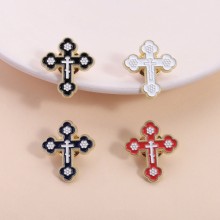 Classic Cross Enamel Pins Vintage Metal Brooches