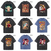 One Piece anime short sleeve wash water worn-out cotton t-shirt
