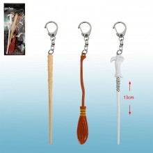 3pcs/set 13cm Harry Potter alloy Magic Wand key chains
