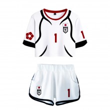 Blue Lock short sleeved crop top t-shirt shorts pa...