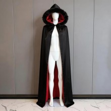 Black Luxury Vampire Robe Adult Kids Halloween Cos...