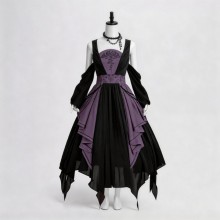 Dark Gothic Hallowmas Black Witch Dress Cosplay Co...