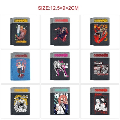 Chainsaw Man anime Three Fold Button Wallet Purse