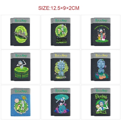 Rick and Morty anime Three Fold Button Wallet Purse