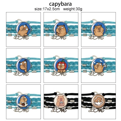 Capybara anime braided gemstone bracelet hand chain